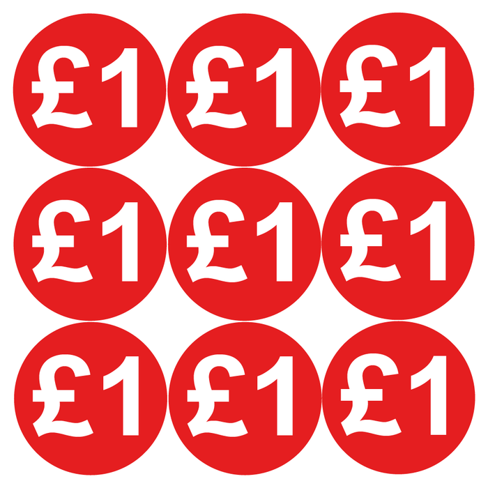 144 30mm Red Price Stickers for School Summer Fairs, Shops, Car Boot Sales