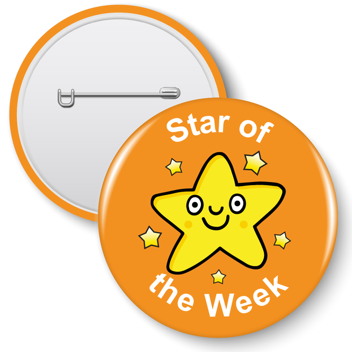 10 Smiling Star Of The Week Reward Badges (38mm)