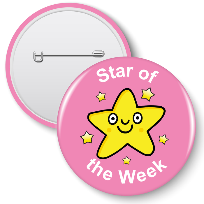 10 Smiling Star Of The Week Reward Badges (38mm)