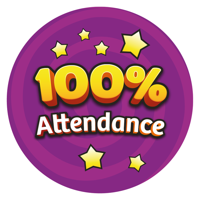 100% Attendance Star Reward Stickers
