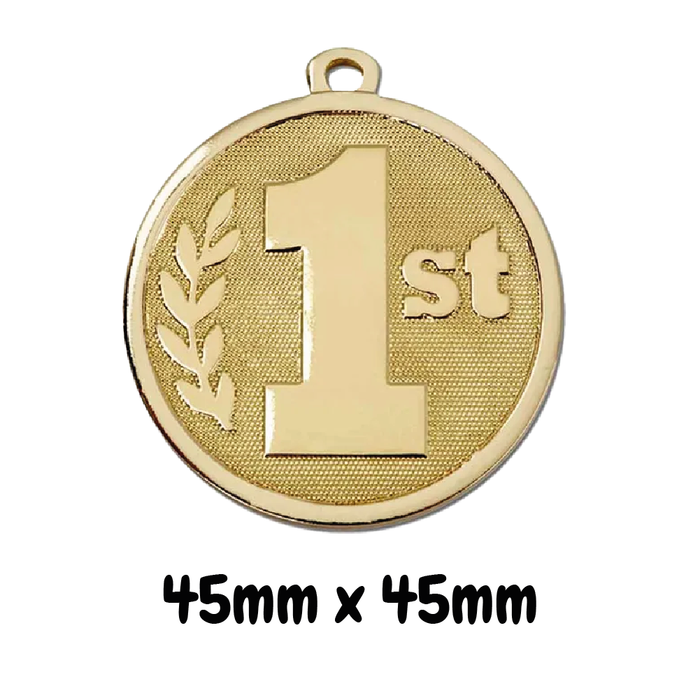 Sports Day Medal 45mm, Gold - 1st, Silver - 2nd or Bronze - 3rd, Includes Ribbon