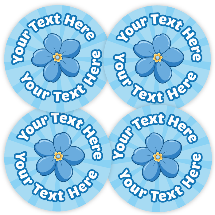 Personalised Forget me Not Stickers, Alzheimer's Dementia Flower