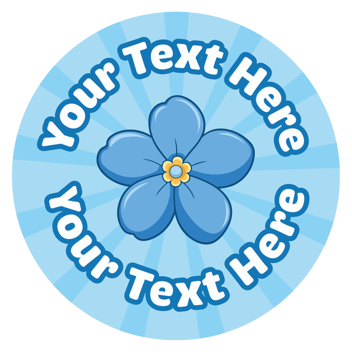 Personalised Forget me Not Stickers, Alzheimer's Dementia Flower