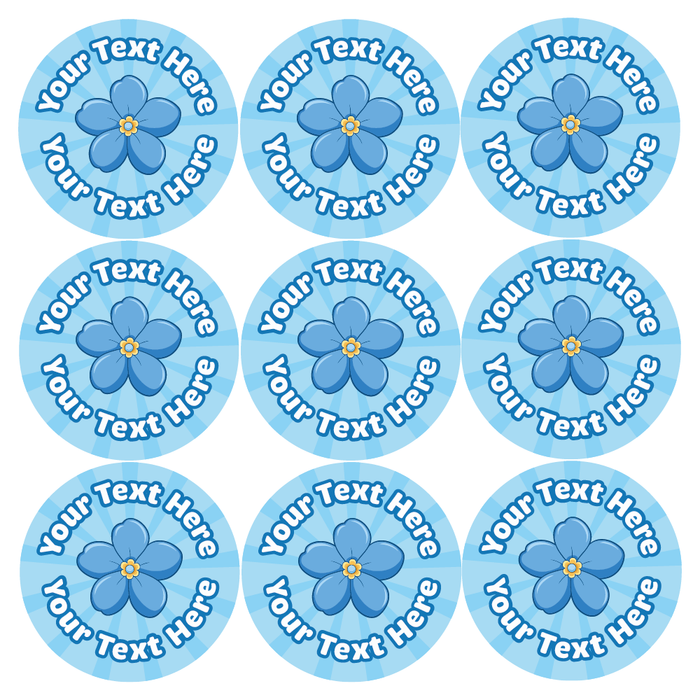 Personalised Forget me Not Stickers, Alzheimer's Dementia Flower