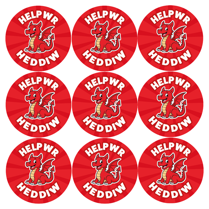 Helpwr Heddiw Welsh Dragon Reward Stickers