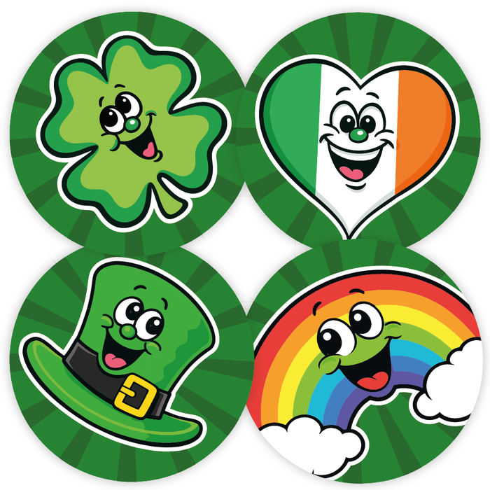 144 Luck of the Irish St Patricks Day Stickers for Crafts, Party Bags and Sweet Cones 30mm