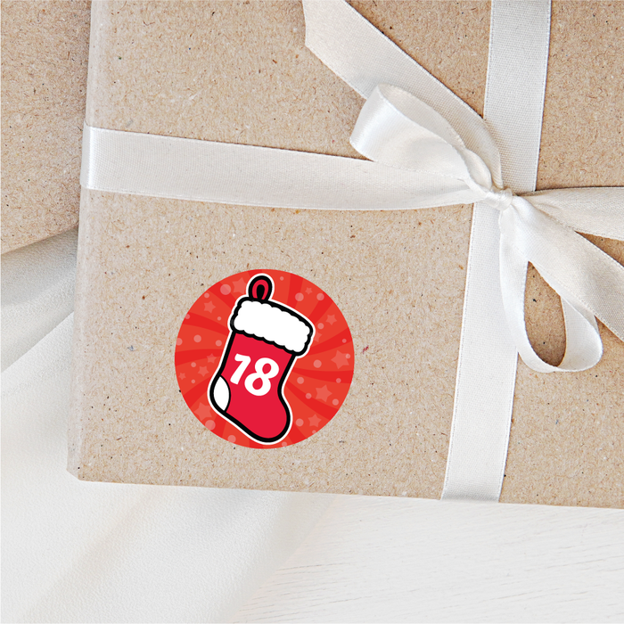 Christmas Stocking Countdown Advent Number Stickers 1-24
