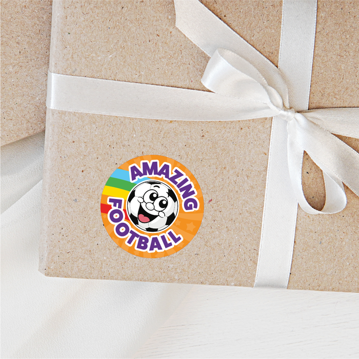 144 Smiling Football Reward Stickers for PE Teachers and Coaches 30mm