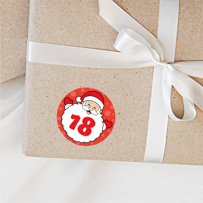 Santa Christmas Countdown Advent Number Stickers 1-24