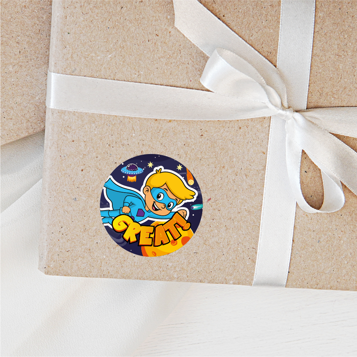 48 Superhero Praise Words Reward Stickers