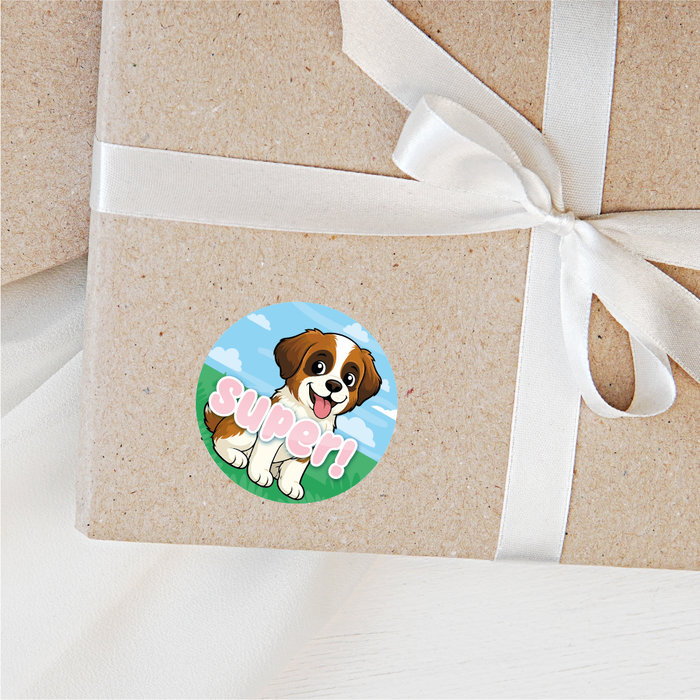 144 Happy Dogs Praise Words Reward Stickers 30mm Reward Stickers for School Teachers, Parents and Nursery
