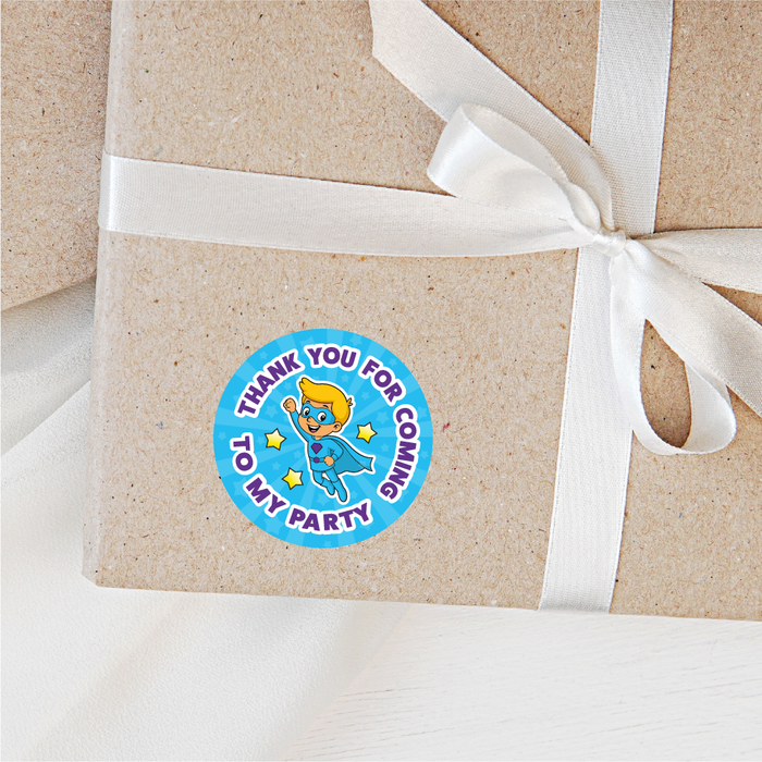 Superhero Thank You for Coming to My Party Stickers