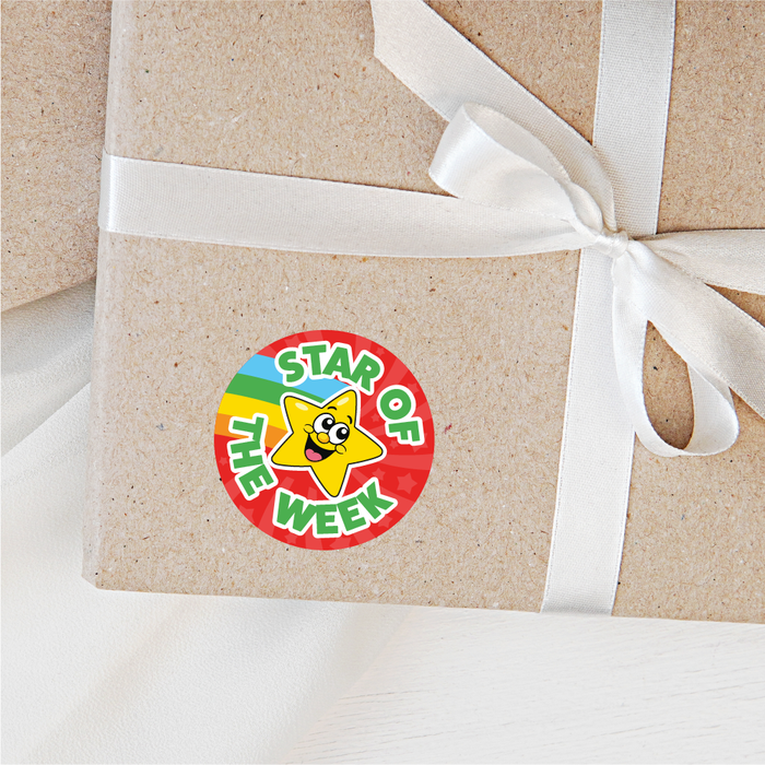 144 Star of the Week Superstar Rainbow Reward Stickers for School Teachers and Parents 30mm
