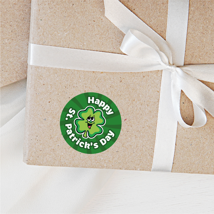 144 Happy St. Patrick's Day Irish Luck Stickers for Crafts, Party Bags and Sweet Cones 30mm