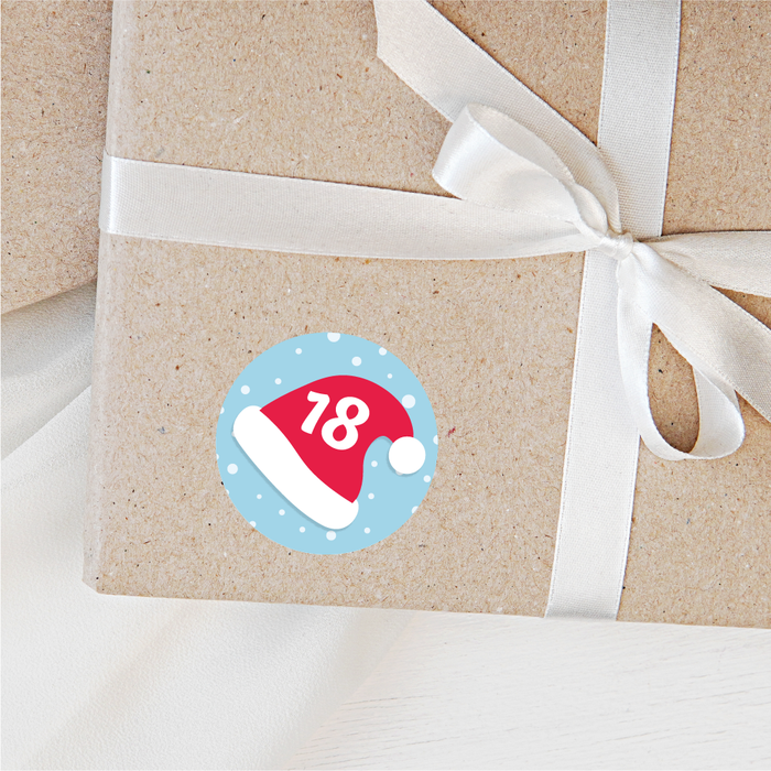 Christmas Hat Countdown Advent Number Stickers