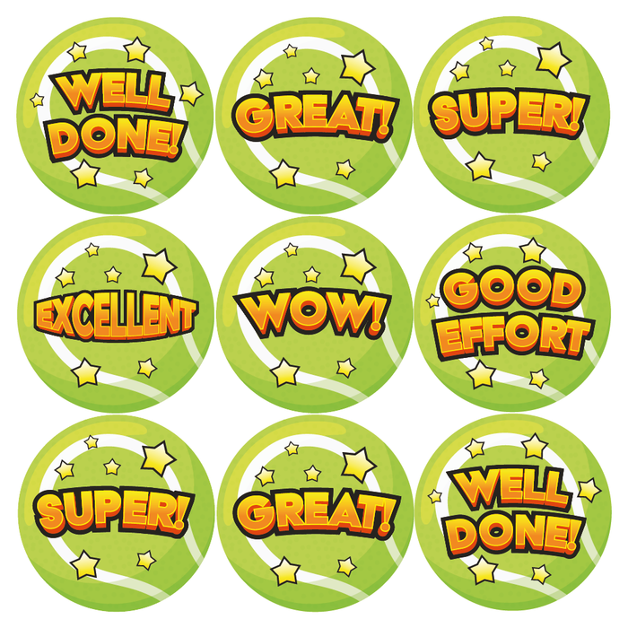 Tennis Praise Words Reward Stickers