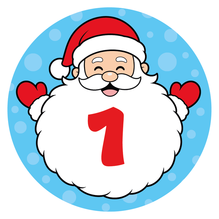 Santa Christmas Countdown Advent Number Stickers 1-24
