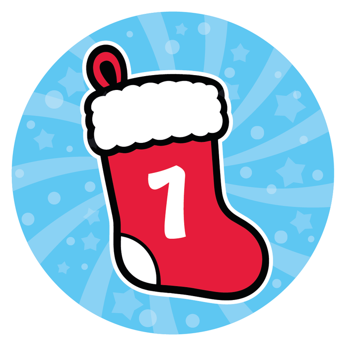 Christmas Stocking Countdown Advent Number Stickers 1-24