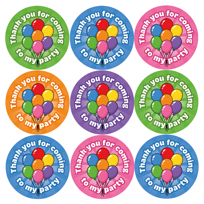 Thank You for Coming to My Party Balloon Stickers
