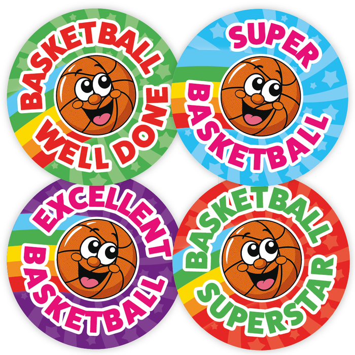 Smiling Basketball Reward Stickers