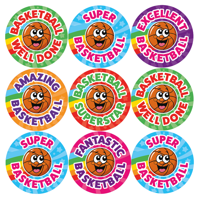Smiling Basketball Reward Stickers