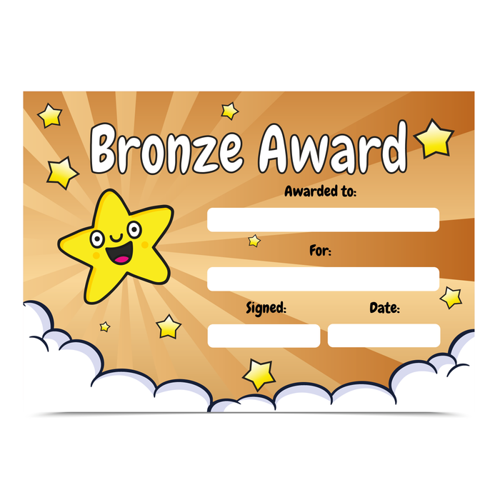 20 Bronze Award Reward Certificates (A5)