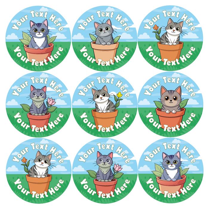 Cat Point Sticker Personalised Happy Cats Reward Stickers — MyClassroom