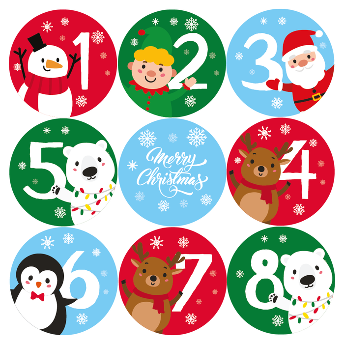 Christmas Countdown Advent Number Stickers