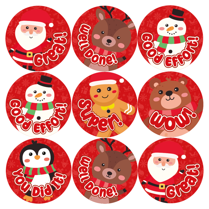 Christmas Characters Praise Words Reward Stickers