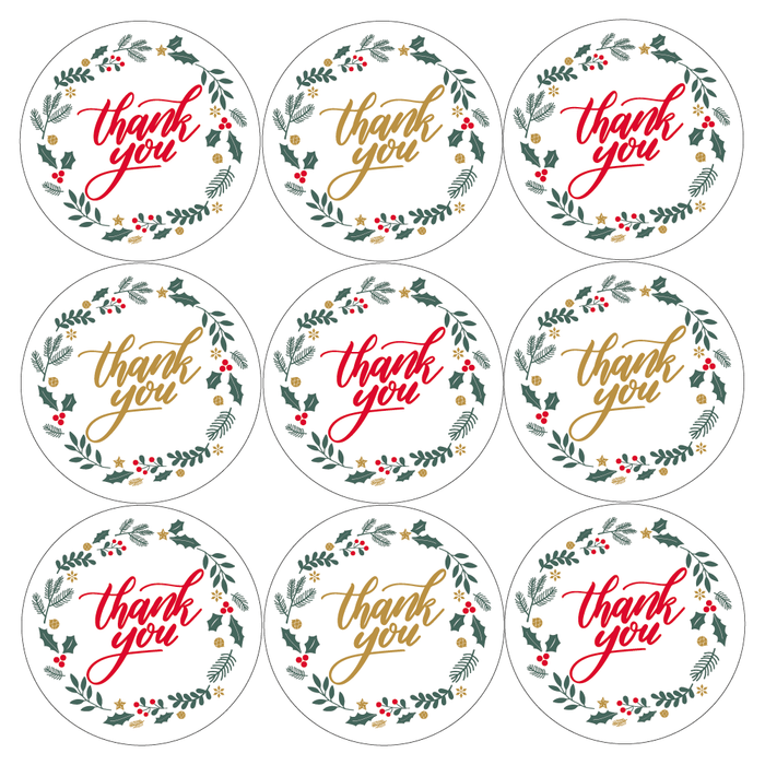 Christmas Wreath 'Thank You' Stickers