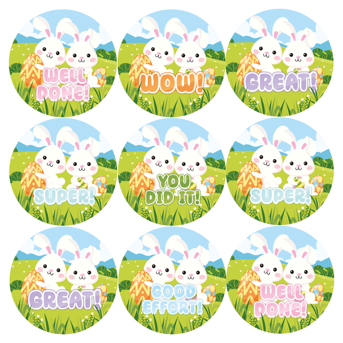 Cute Easter Bunny Praise Words Reward Stickers