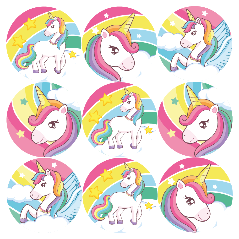 144 Rainbow Unicorns 30mm Stickers School Teacher Award Smile Reward - View #7