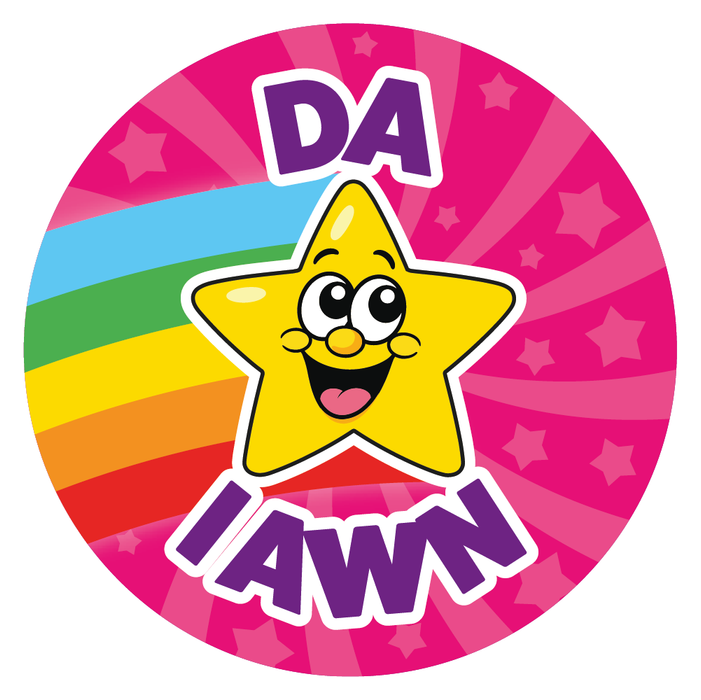 144 Da Iawn Welsh Rainbow Star Reward Stickers for School Teachers and Parents 30mm