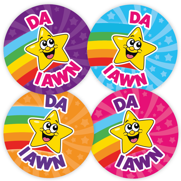 144 Da Iawn Welsh Rainbow Star Reward Stickers for School Teachers and Parents 30mm