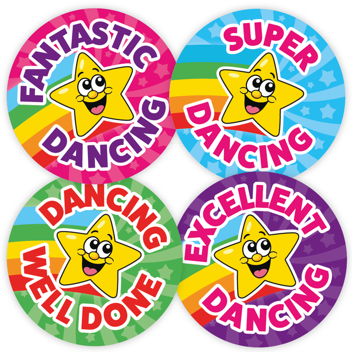 144 Dance Superstar Rainbow Reward Stickers for Dance Teachers and Coaches 30mm