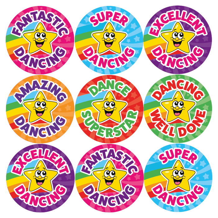 144 Dance Superstar Rainbow Reward Stickers for Dance Teachers and Coaches 30mm