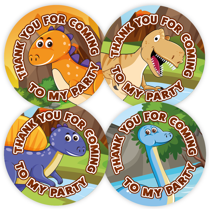 Dinosaur Thank You for Coming to My Party Stickers