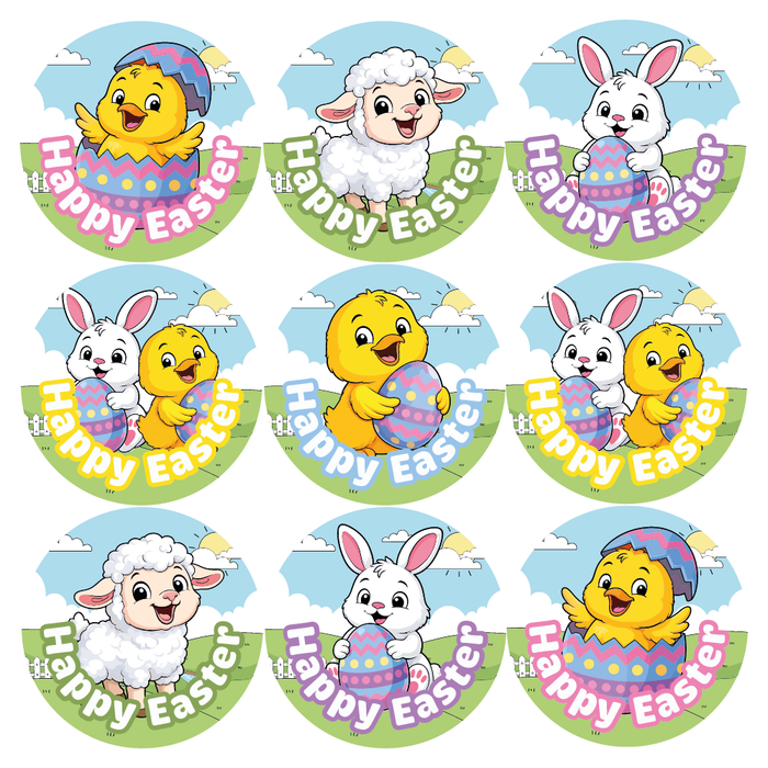 Happy Easter Cute Easter Characters Reward Stickers