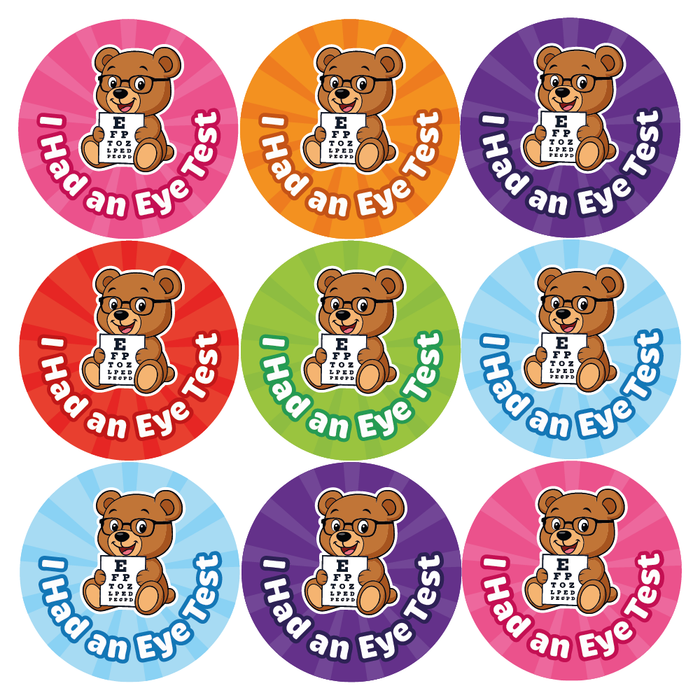 Teddy Bear Eye Test Reward Stickers