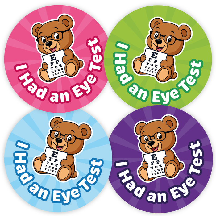 Teddy Bear Eye Test Reward Stickers
