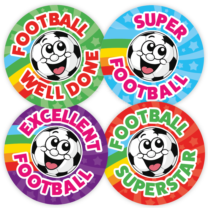 144 Smiling Football Reward Stickers for PE Teachers and Coaches 30mm