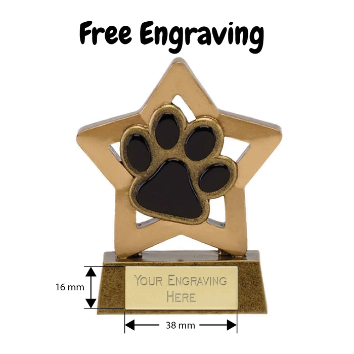 Mini Stars Dog/Cat Paw Award Trophy 8cm