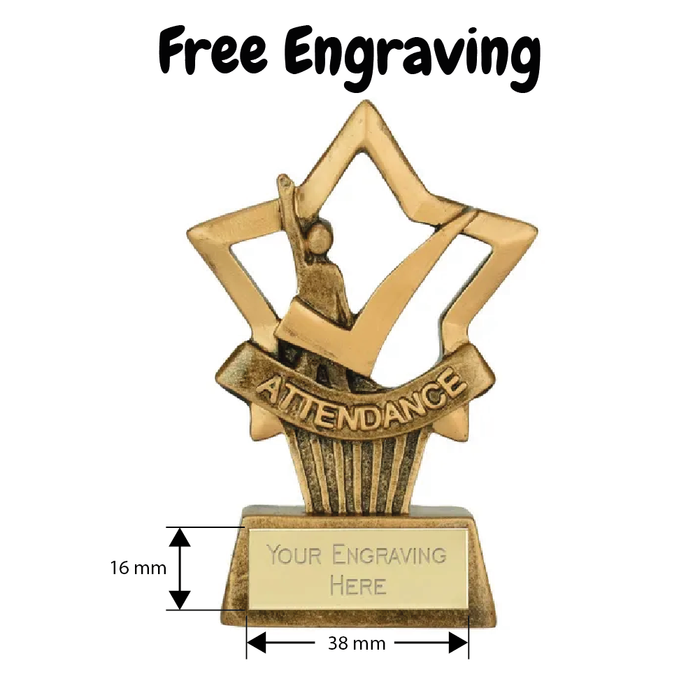 Mini Star Plus Attendance Award Trophy 10cm