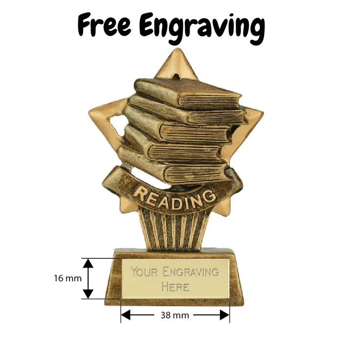Mini Star Plus Reading Award Trophy 10cm