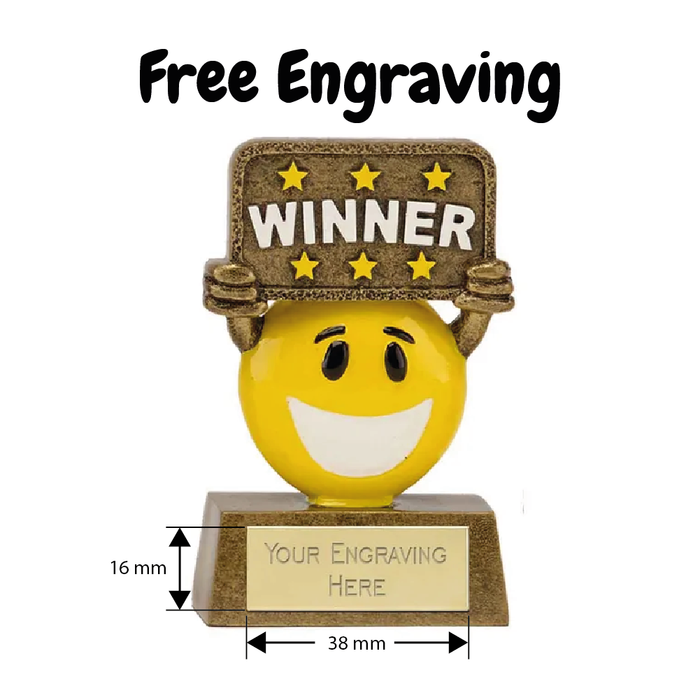 Mini Winner Smiling Face Award Trophy 9cm