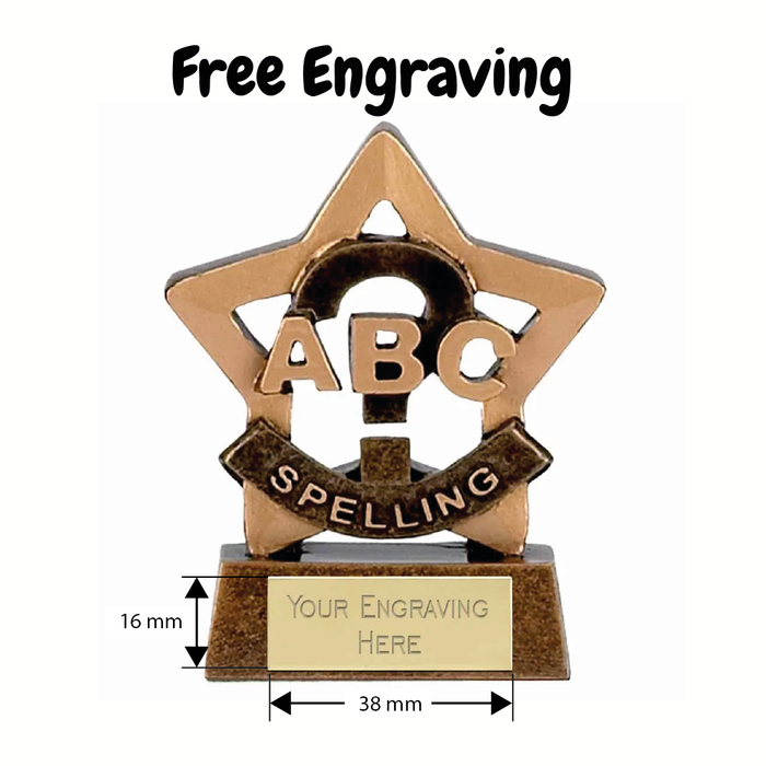 Mini Star Spelling Award Trophy 8cm