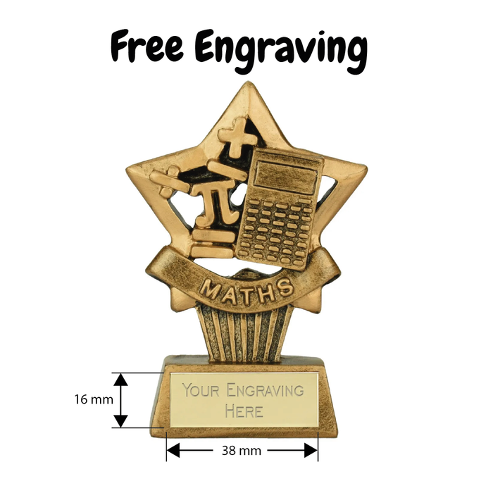 Mini Star Plus Maths Award Trophy 10cm