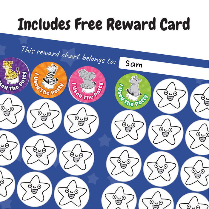 144 Cute Safari Animals Potty Training Reward Stickers for Parents, Child Minders and Nurseries 30mm