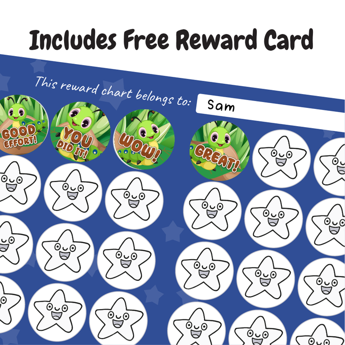 Happy Caterpillar Praise Words Reward Stickers