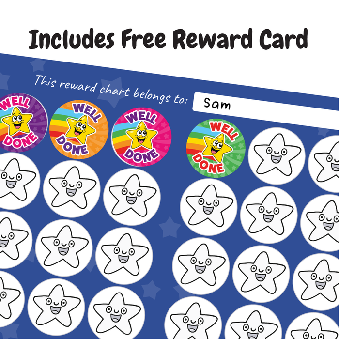 144 Well Done Superstar Rainbow Reward Stickers for School Teachers and Parents 30mm